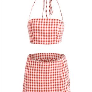 Gingham two piece shorts set